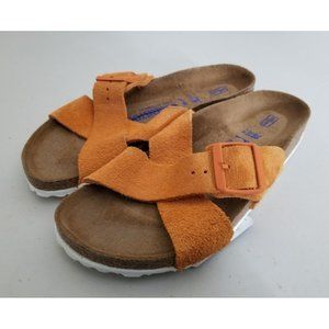 Birkenstock Siena Sandals Russet Orange Suede Size 38 Narrow Width Soft Footbed